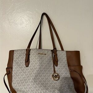 Michael Kors Tan and Cream Signature Tote